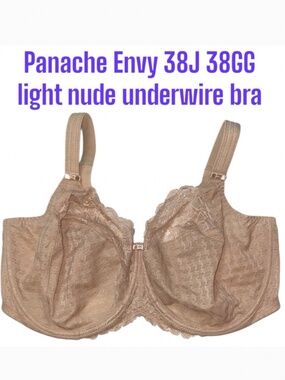 38J 38GG Panache Houndstooth Lace Underwire Bra No padding Semi-Sheer Quality D7